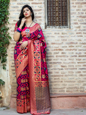 Gorgeous Woven Pink Banarasi Silk Saree - Rajwada