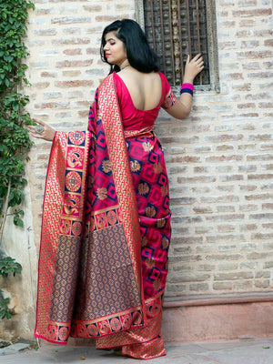 Gorgeous Woven Pink Banarasi Silk Saree - Rajwada