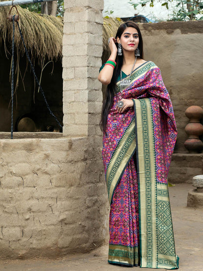 Gorgeous Woven Rani Banarasi Silk Saree - Rajwada