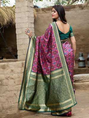 Gorgeous Woven Rani Banarasi Silk Saree - Rajwada