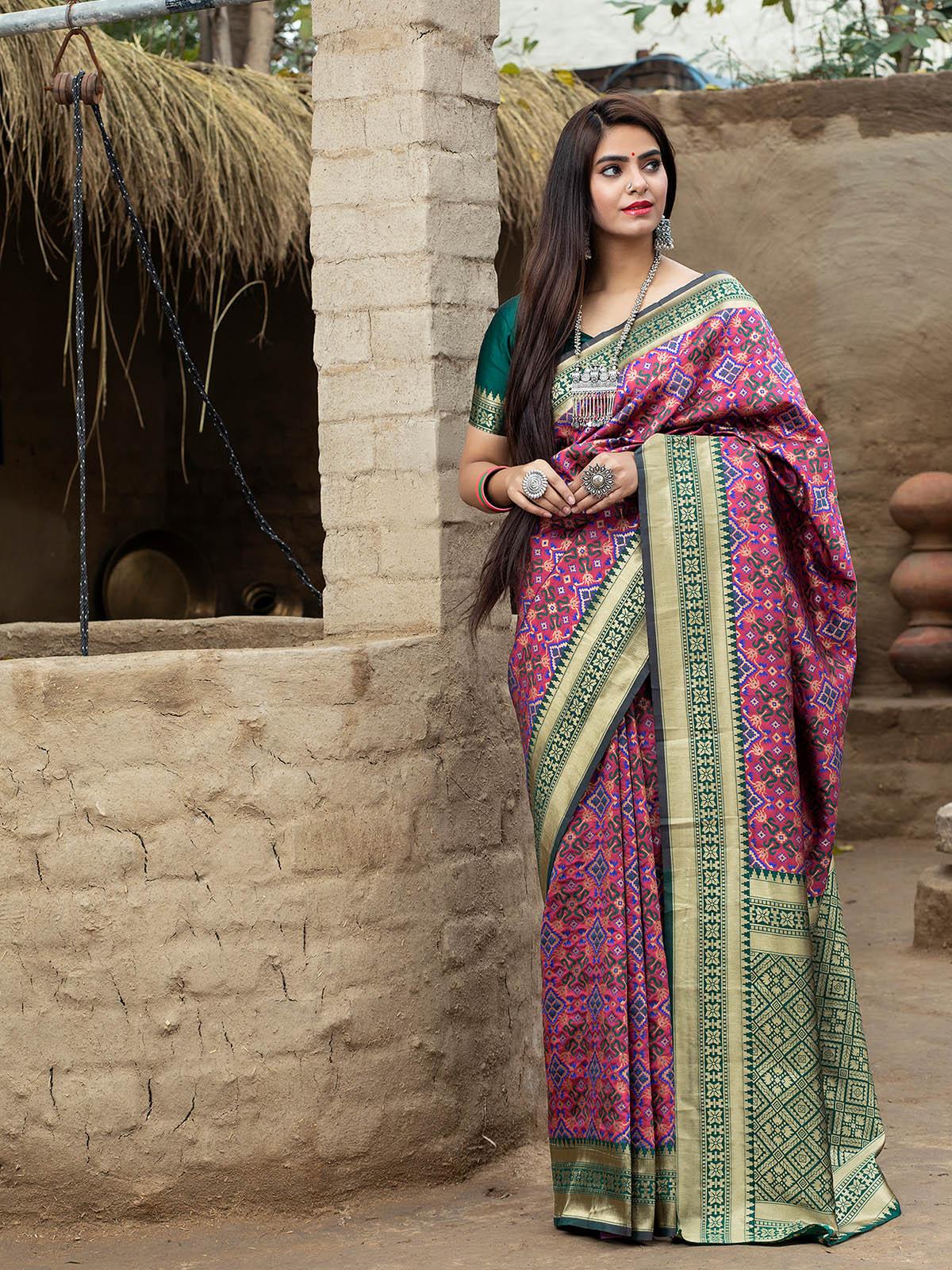 Gorgeous Woven Rani Banarasi Silk Saree - Rajwada
