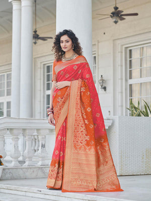 Gorgeous Woven Red Banarasi Silk Saree - Rajwada