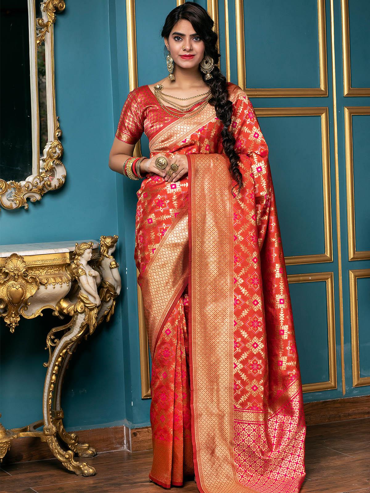 Gorgeous Woven Red Banarasi Silk Saree - Rajwada