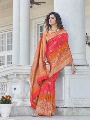 Gorgeous Woven Red Banarasi Silk Saree - Rajwada