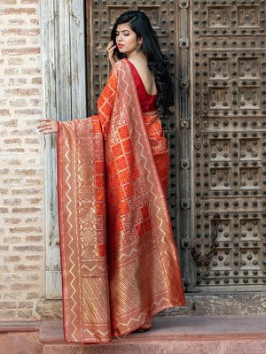 Gorgeous Woven Red Banarasi Silk Saree - Rajwada