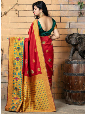 Gorgeous Woven Red Banarasi Silk Saree - Rajwada
