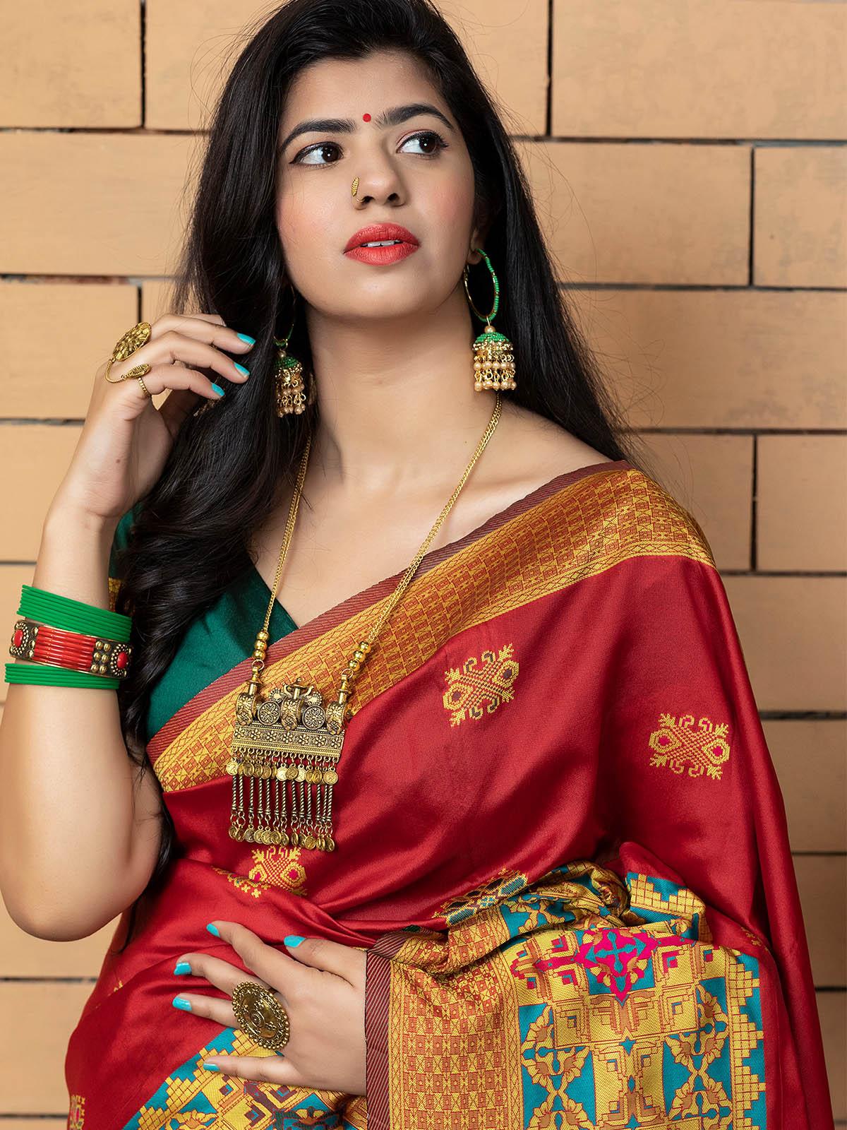 Gorgeous Woven Red Banarasi Silk Saree - Rajwada