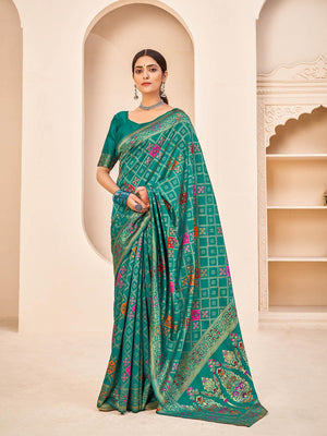 Gorgeous Woven Teal Green Banarasi Silk Saree - Rajwada