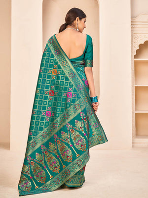 Gorgeous Woven Teal Green Banarasi Silk Saree - Rajwada