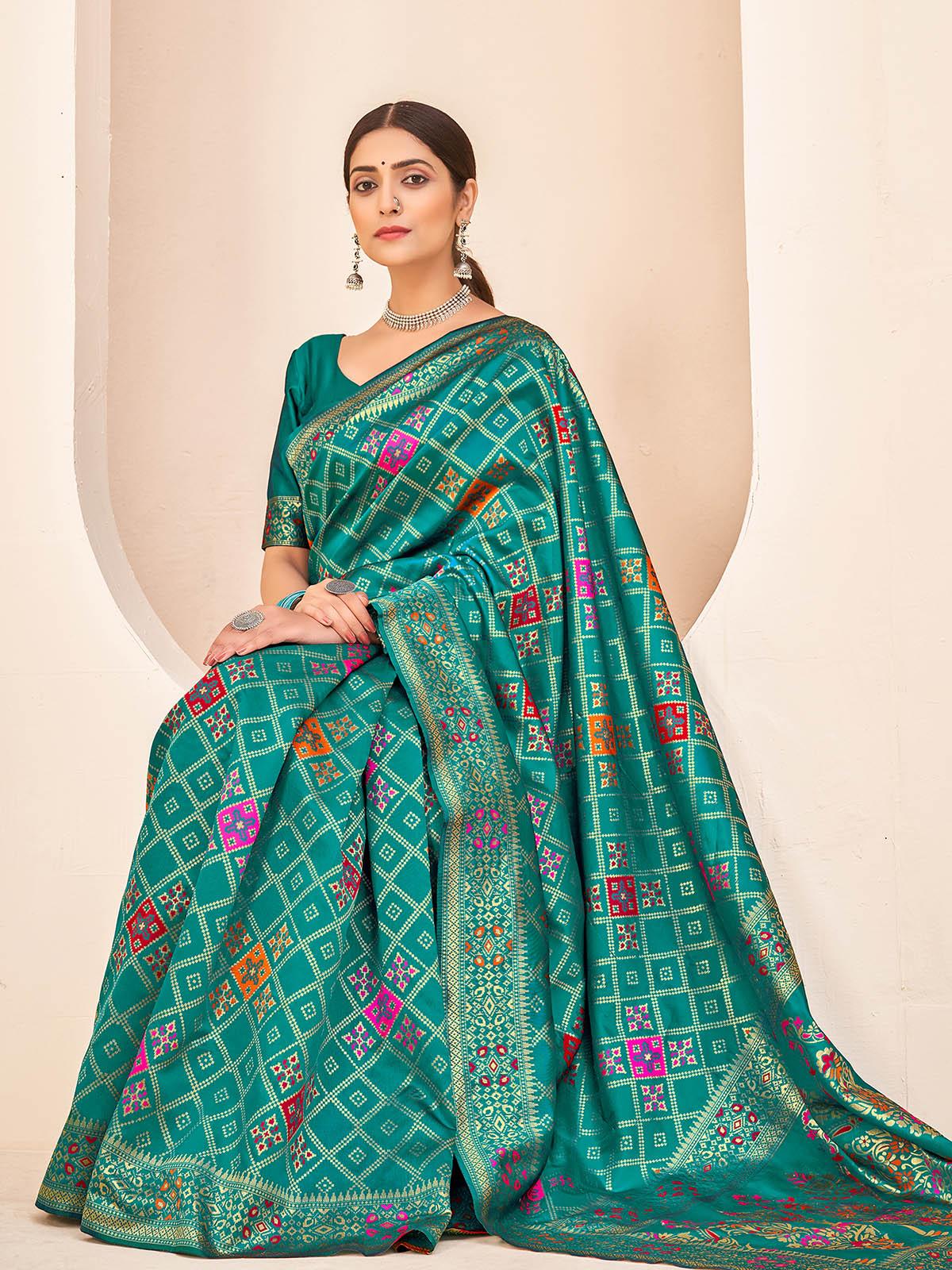 Gorgeous Woven Teal Green Banarasi Silk Saree - Rajwada