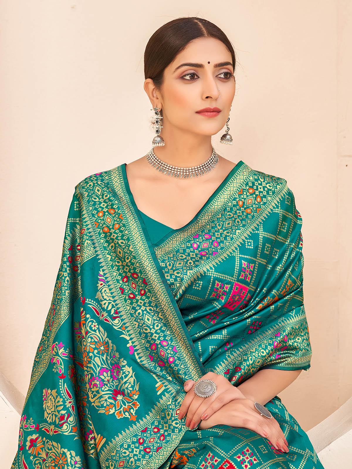 Gorgeous Woven Teal Green Banarasi Silk Saree - Rajwada