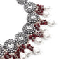 Graceful Red and White Palladium Neckpiece Set - Rajwada