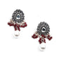 Graceful Red and White Palladium Neckpiece Set - Rajwada