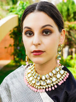 Grand Pink Mani & Kundan Necklace Set! - Rajwada