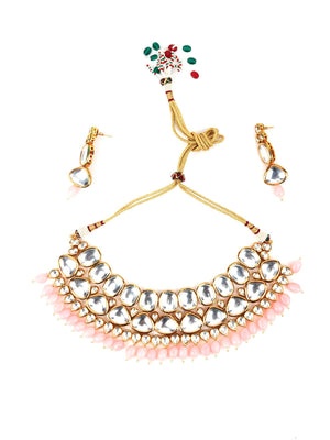 Grand Pink Mani & Kundan Necklace Set! - Rajwada