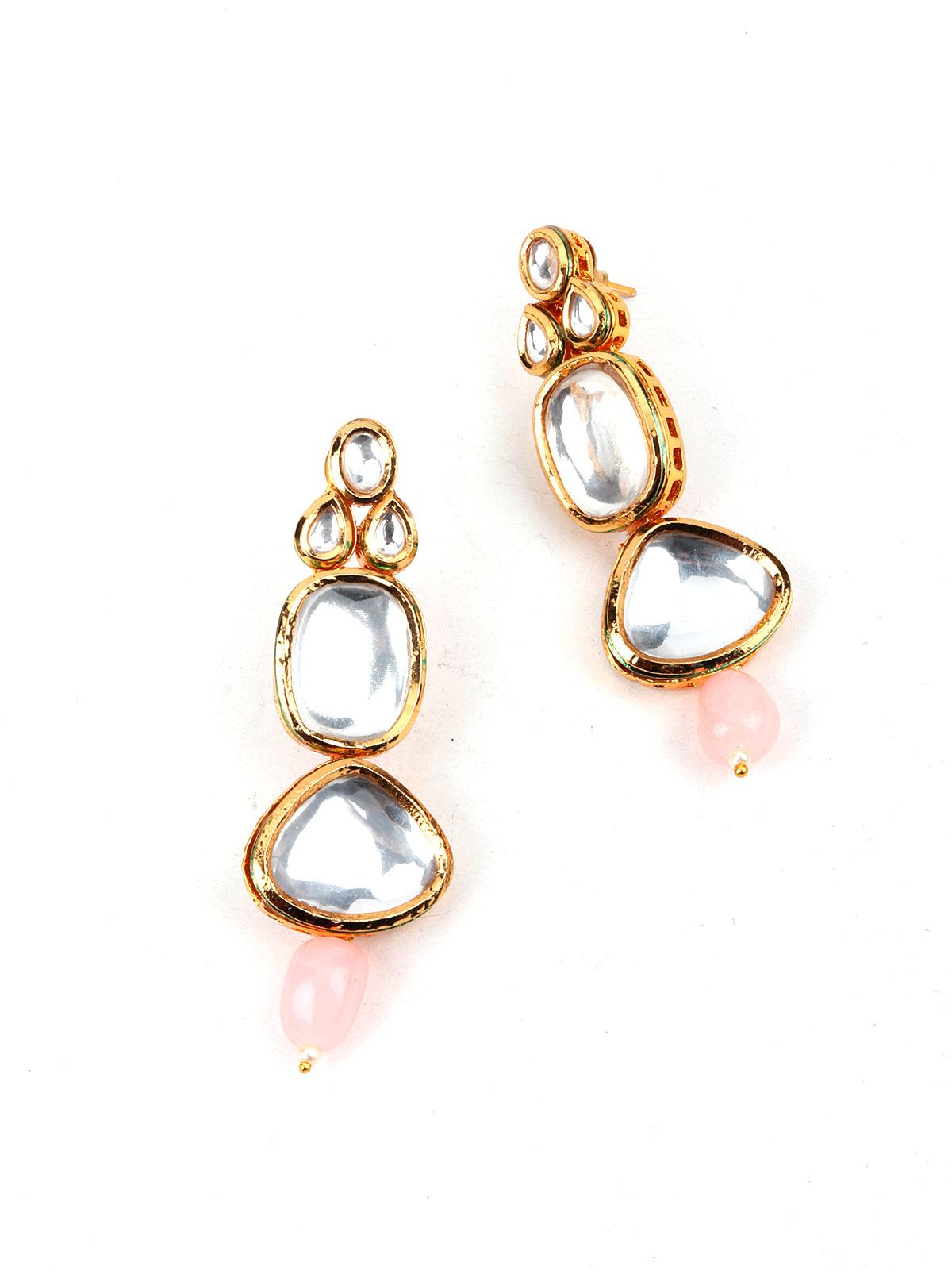 Grand Pink Mani & Kundan Necklace Set! - Rajwada