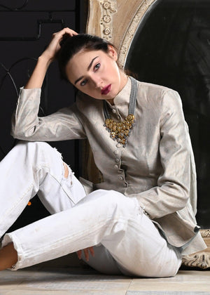 Gray Kundan Trendy Necklace - Rajwada