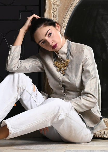 Gray Kundan Trendy Necklace - Rajwada