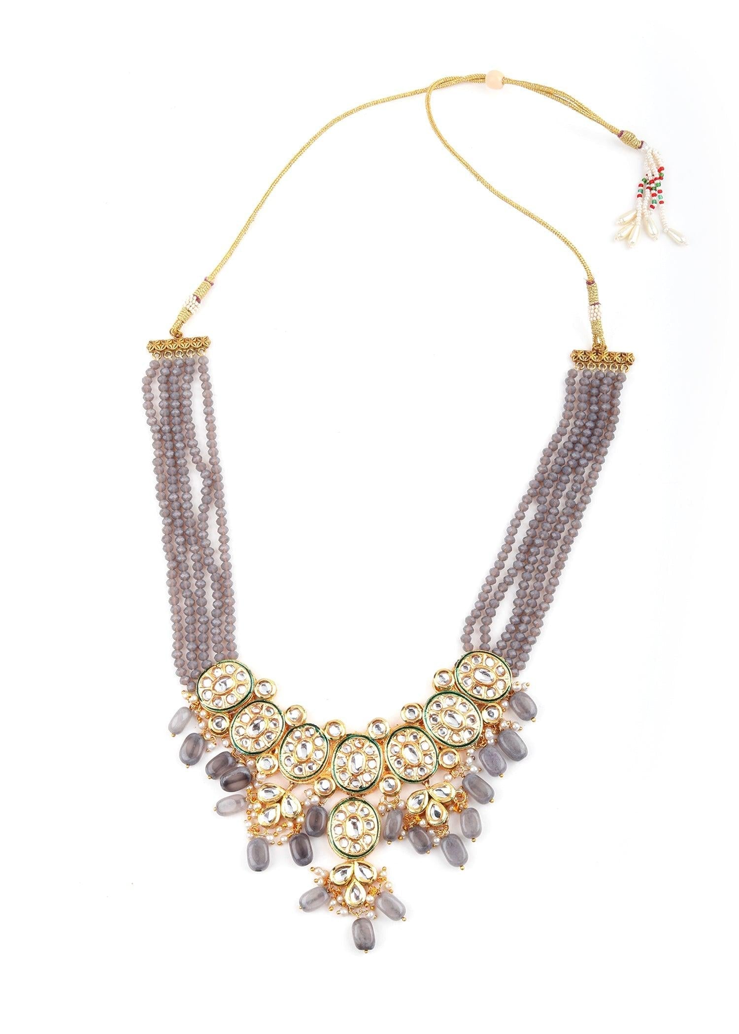 Gray Kundan Trendy Necklace - Rajwada