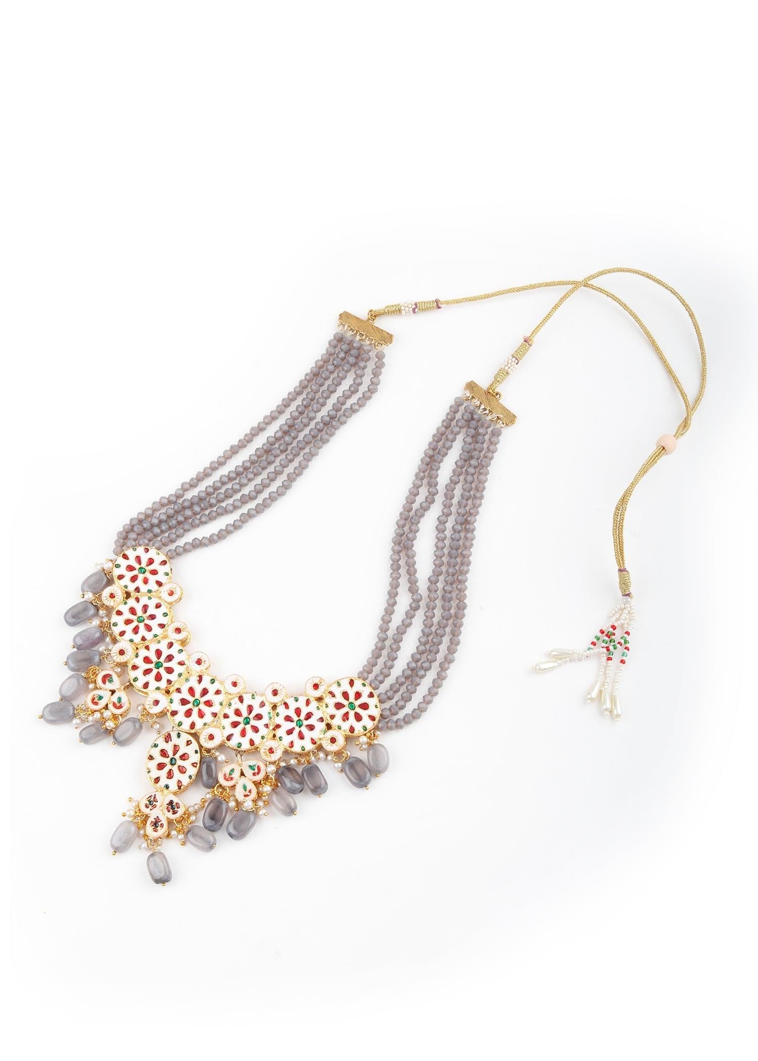 Gray Kundan Trendy Necklace - Rajwada