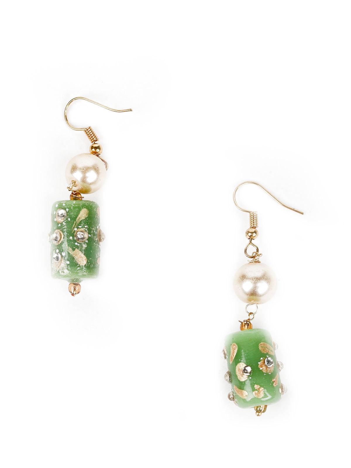 Green And Gold Pearl Beaded Necklace Set - Rajwada