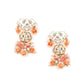 Green and orange beaded pendant necklace set - Rajwada