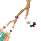 Green and orange beaded pendant necklace set - Rajwada