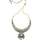Green And White Kundan Heart Choker Set - Rajwada