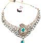 Green and White Kundan Paisley Choker Necklace - Rajwada
