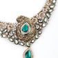 Green and White Kundan Paisley Choker Necklace - Rajwada