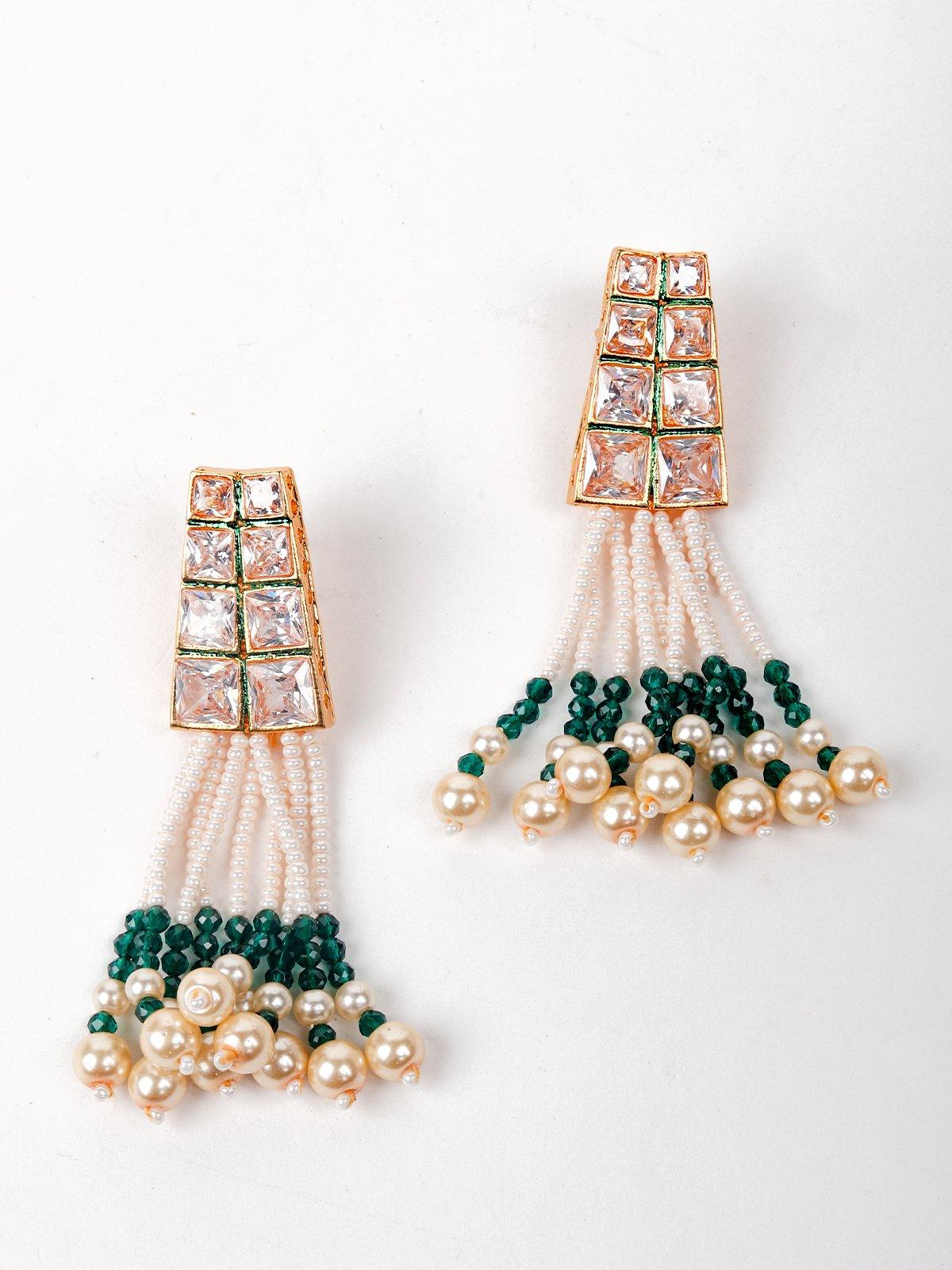 Green Beaded Stands Multi- Necklace Set - Rajwada