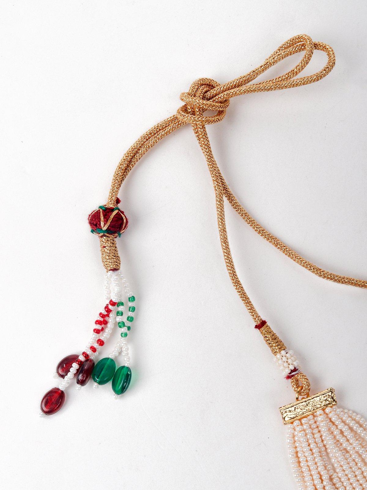 Green Beaded Stands Multi- Necklace Set - Rajwada