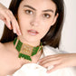 Green Beads Kundan Jewellery Set - Rajwada