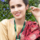 Green cluster pendant haar necklace set - Rajwada