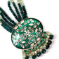 Green cluster pendant haar necklace set - Rajwada