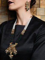 Green Crystals Kundan Necklace - Rajwada