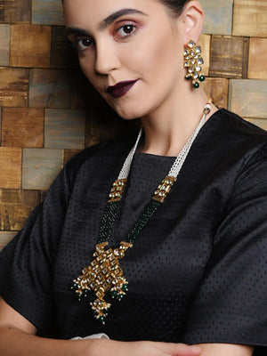 Green Crystals Kundan Necklace - Rajwada