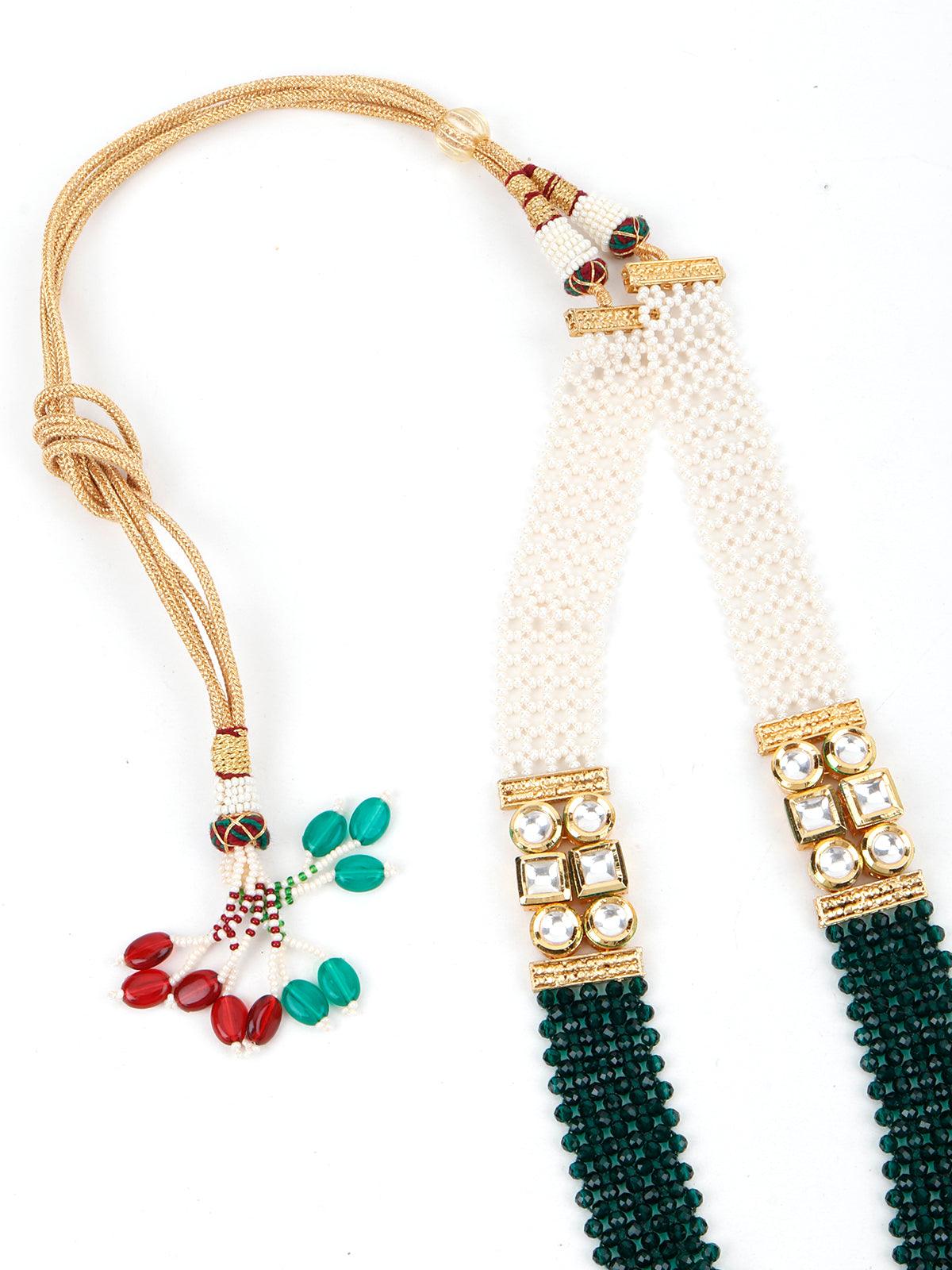 Green Crystals Kundan Necklace - Rajwada