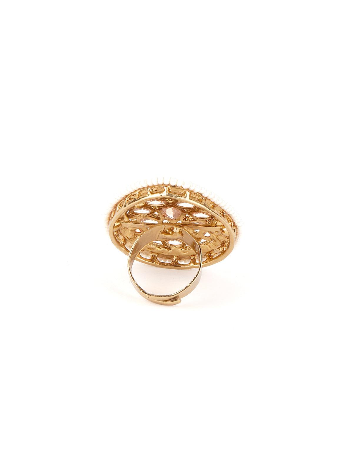 Green Drop Shape Finger Ring - Rajwada