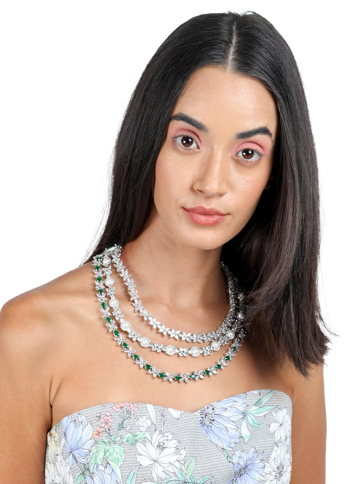 Green elegant necklace set for women - Rajwada