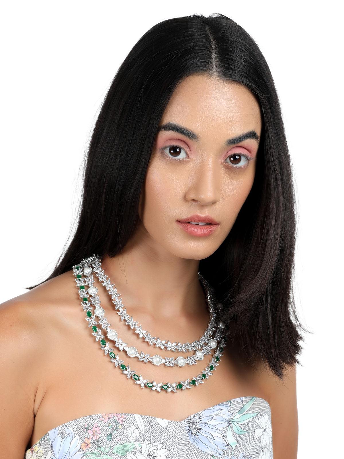 Green elegant necklace set for women - Rajwada
