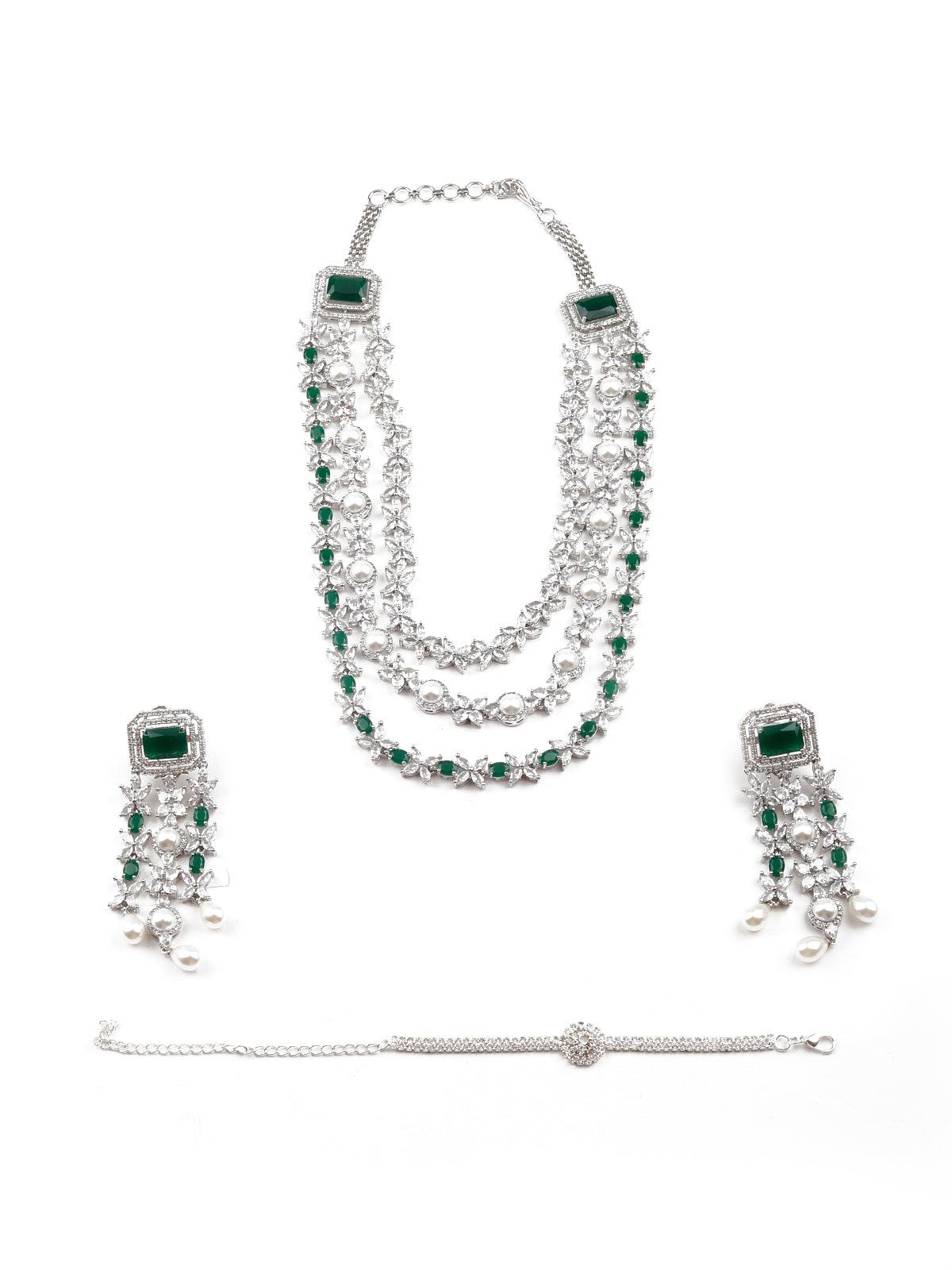 Green elegant necklace set for women - Rajwada
