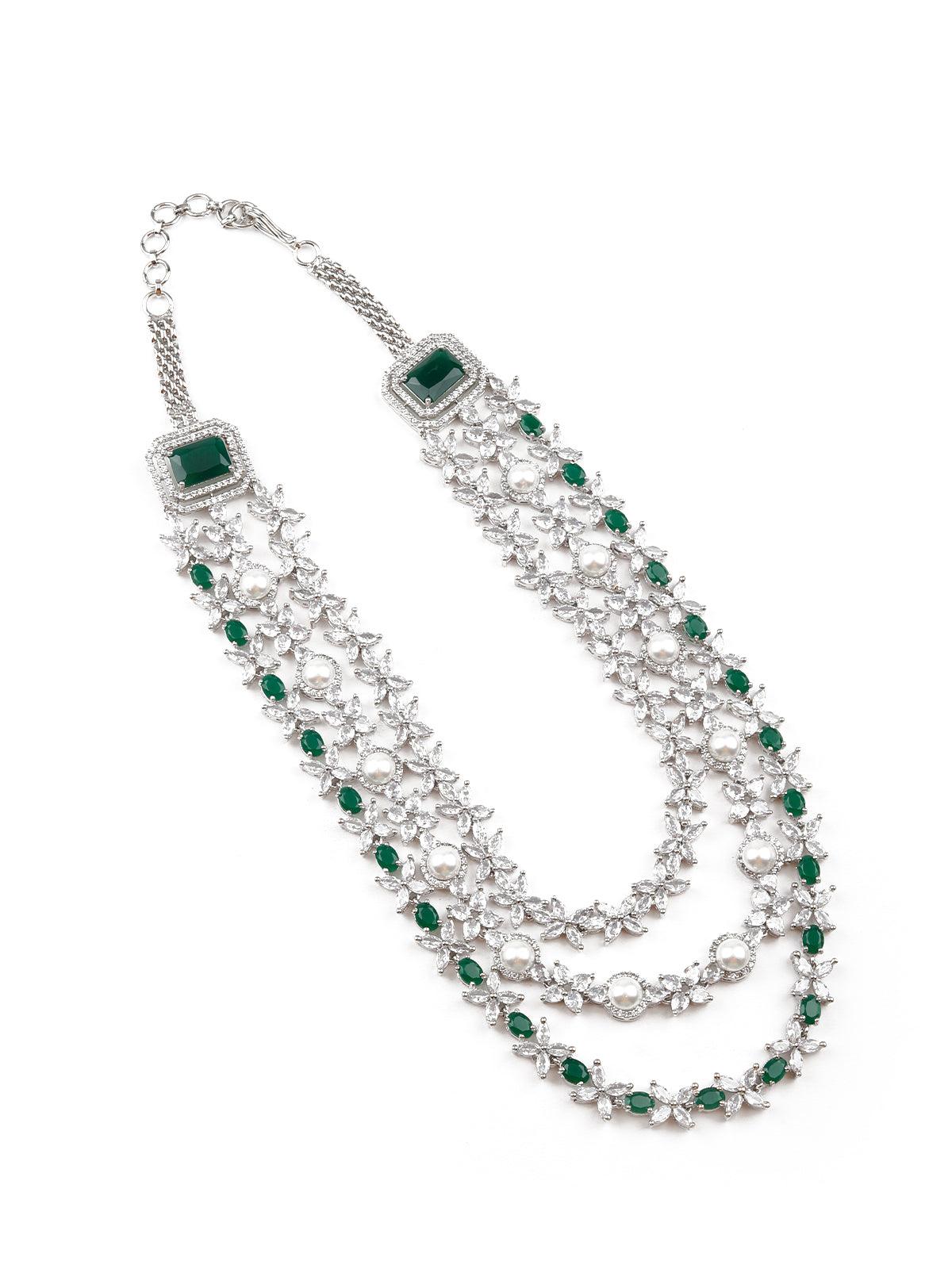 Green elegant necklace set for women - Rajwada