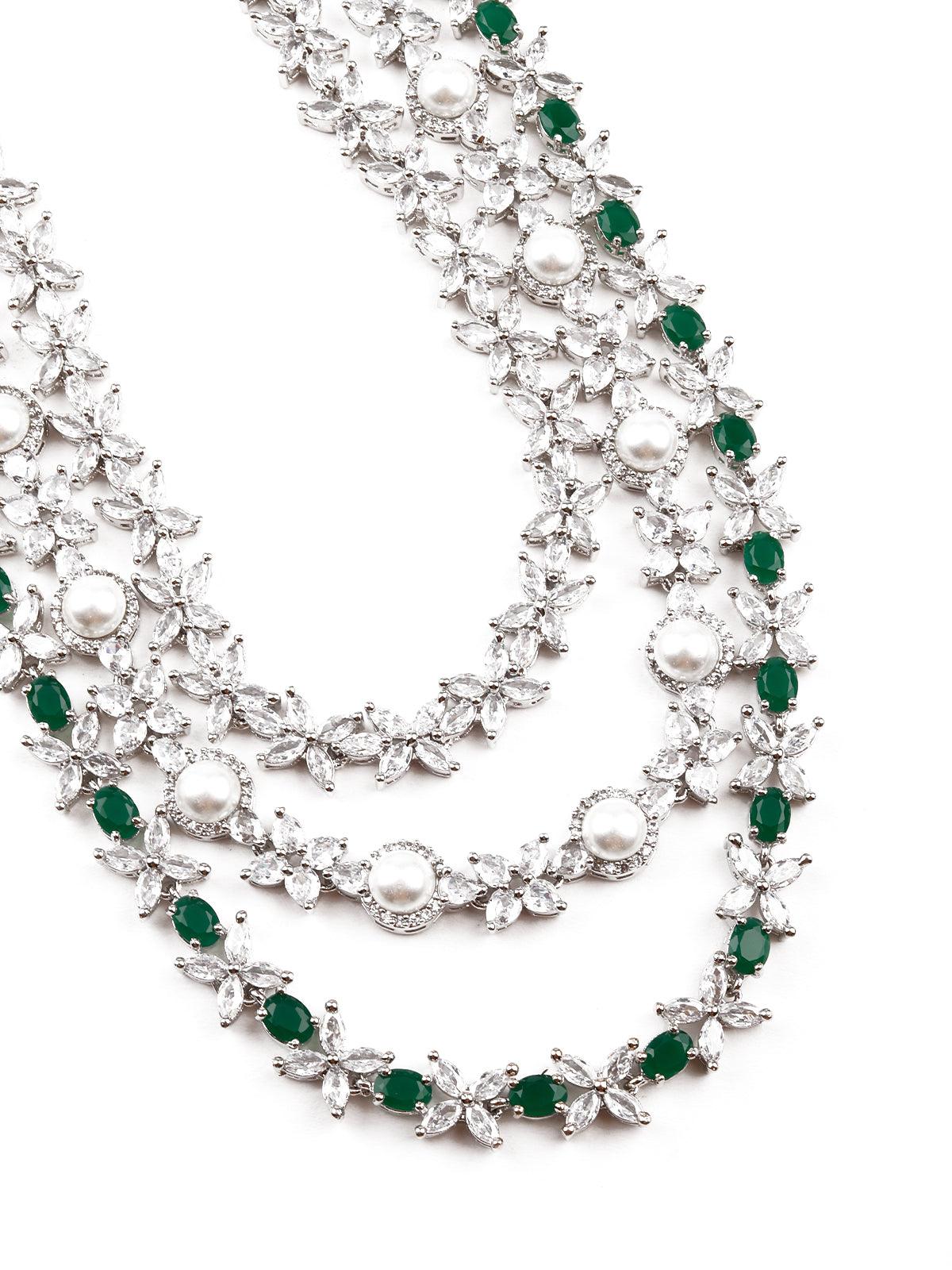 Green elegant necklace set for women - Rajwada