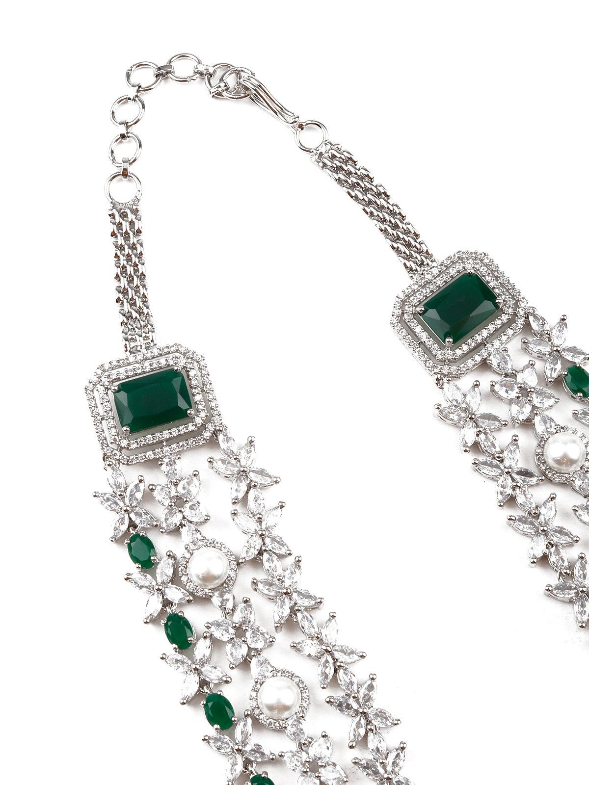 Green elegant necklace set for women - Rajwada