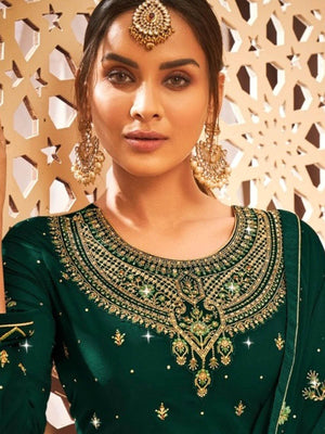 Green Embroidered Georgette Kurta Set - Rajwada