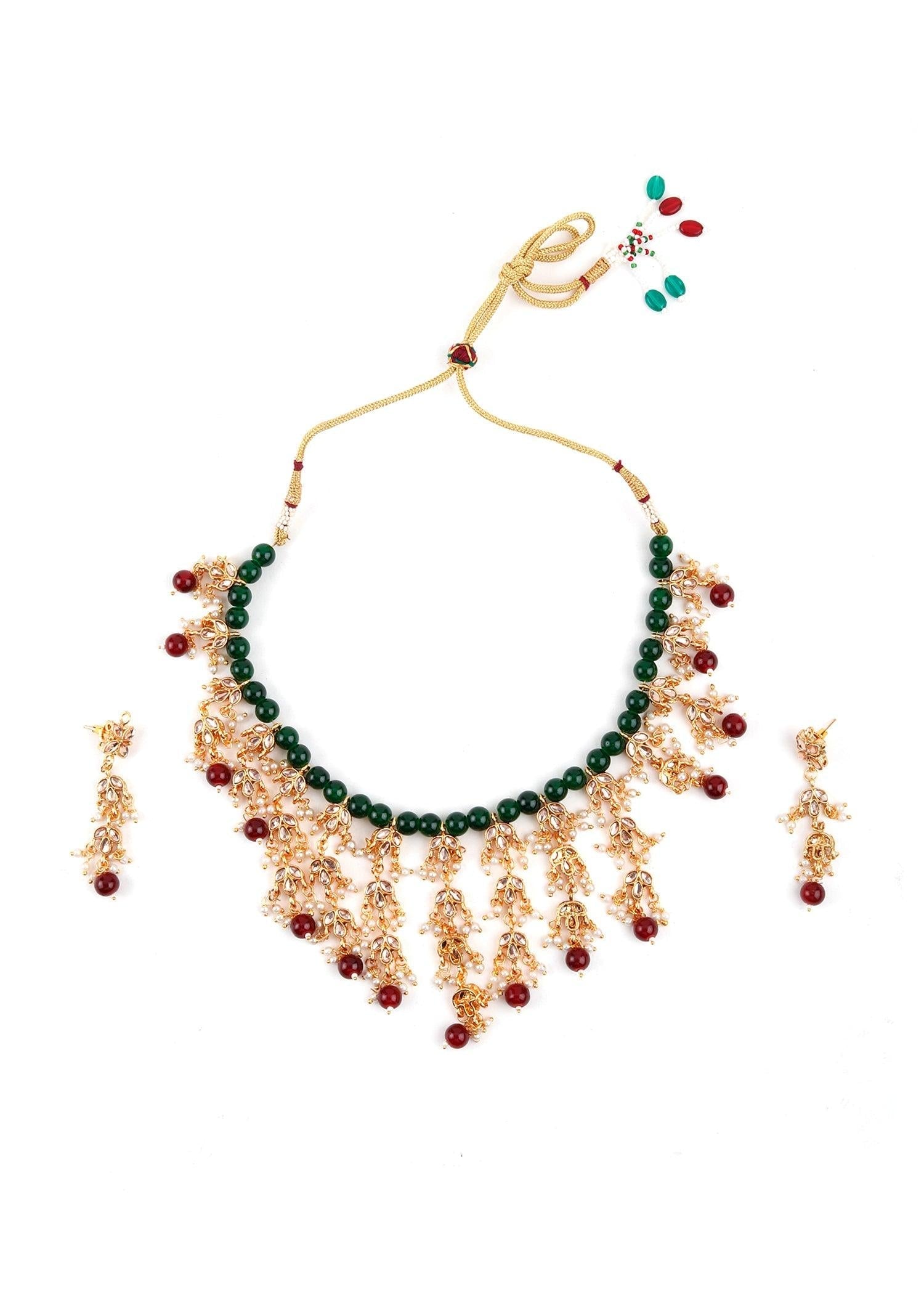 Green Exquisite Necklace Set - Rajwada
