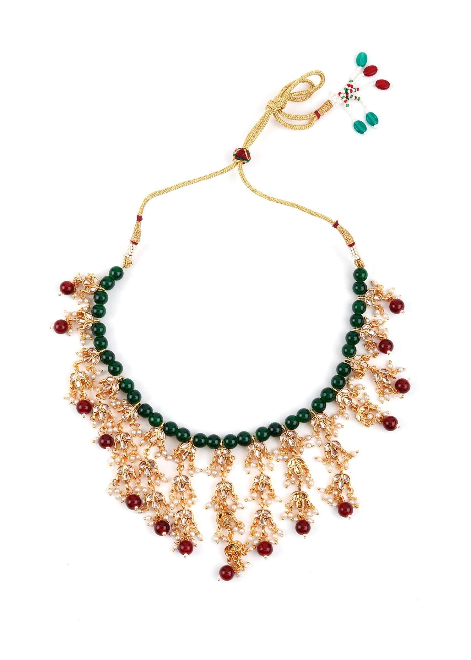 Green Exquisite Necklace Set - Rajwada