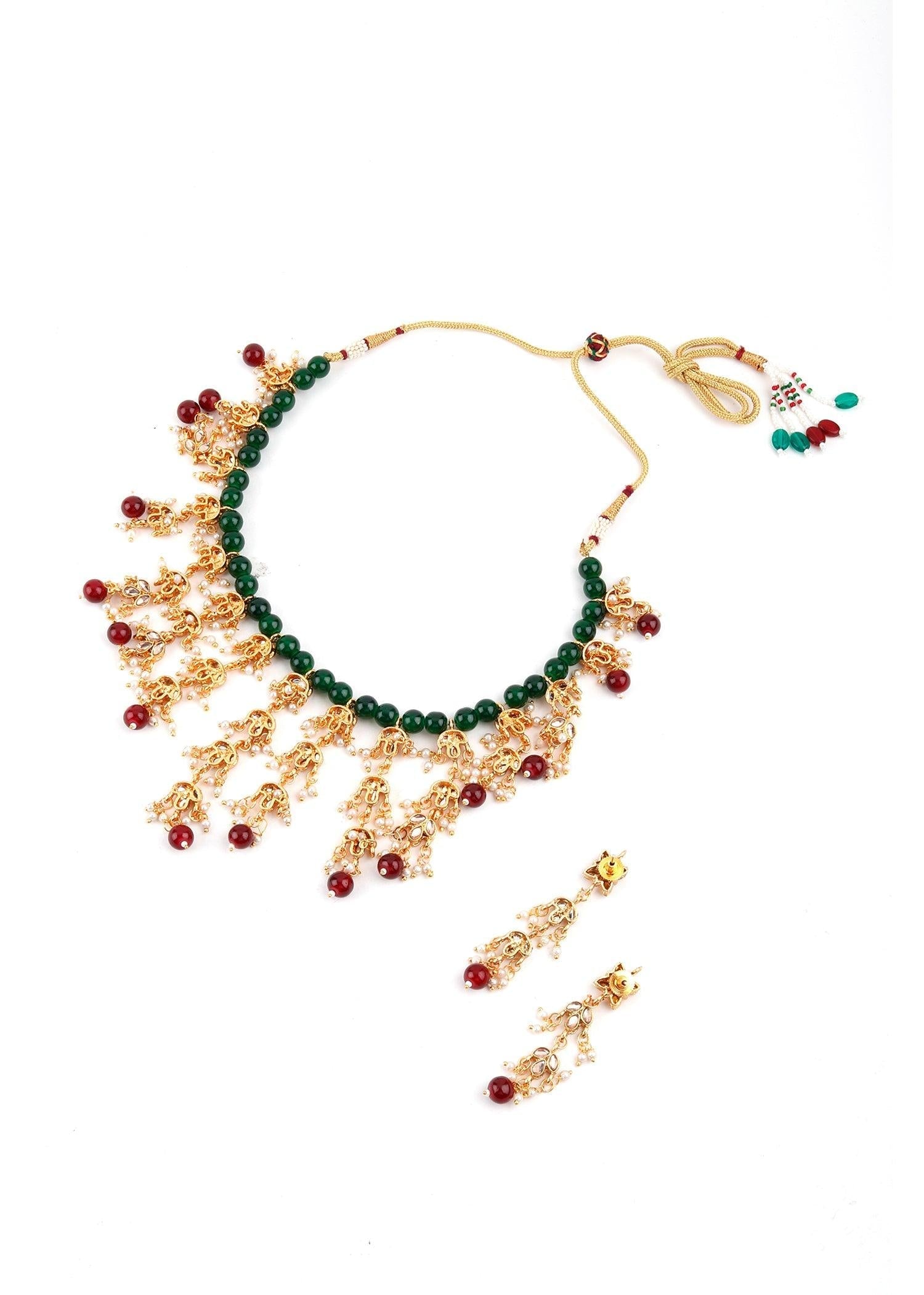 Green Exquisite Necklace Set - Rajwada