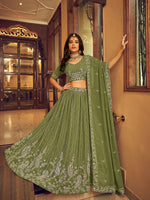 Green Faux Georgette Designer Lehenga Choli - Rajwada